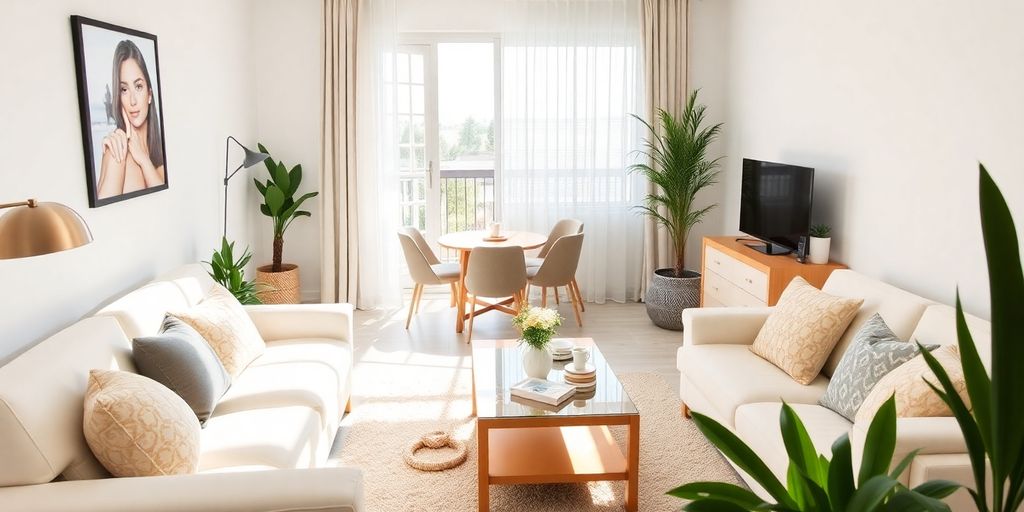 Apartamento turístico limpio y acogedor con decoración moderna.